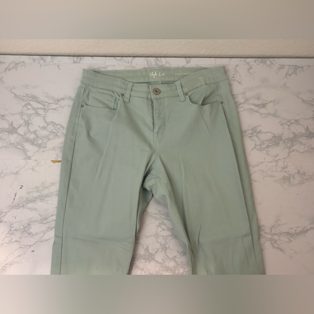 Style & Co Denim Jeans Sz 8P Petite Curvy Skinny Leg Stretch Mint Soft W - Picture 2 of 7